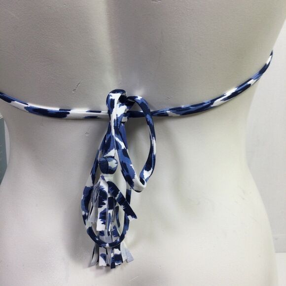 Calme Womens Tiger String Bikini Top Animal Print Stretch Blue White Size S NWT - Picture 10 of 15